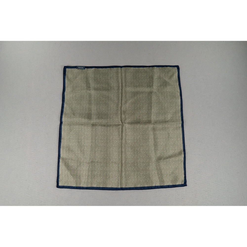 Breuer Pocket Square 18x18 Herringbone Chevron Brown Navy Mens Handkerchief